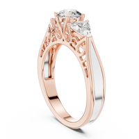 Round Three-Stone Vintage Engagement Ring