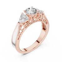 Round Three-Stone Vintage Engagement Ring