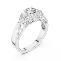 Round Three-Stone Vintage Engagement Ring