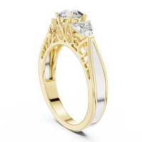 Round Three-Stone Vintage Engagement Ring