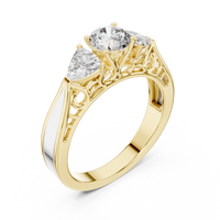 Round Three-Stone Vintage Engagement Ring