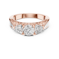 Round Three-Stone Vintage Engagement Ring