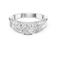 Round Three-Stone Vintage Engagement Ring