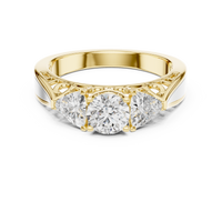 Round Three-Stone Vintage Engagement Ring
