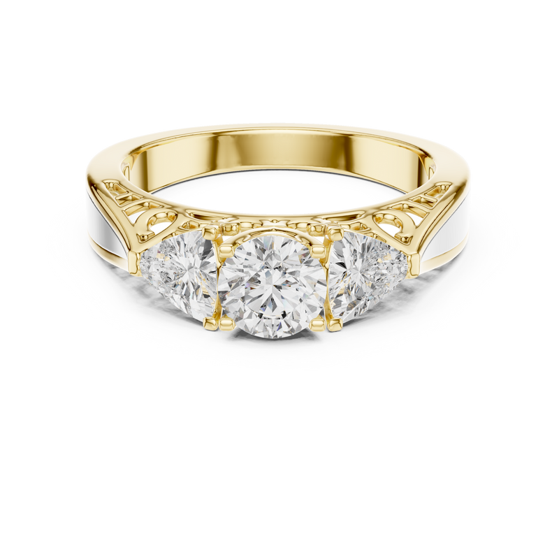 Round Three-Stone Vintage Engagement Ring