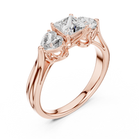 Princess Three-Stone Engagement Ring with Pear Side Diamonds
