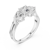Princess Three-Stone Engagement Ring with Pear Side Diamonds