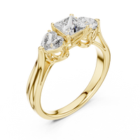 Princess Three-Stone Engagement Ring with Pear Side Diamonds
