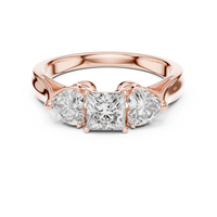 Princess Three-Stone Engagement Ring with Pear Side Diamonds