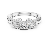 Princess Three-Stone Engagement Ring with Pear Side Diamonds
