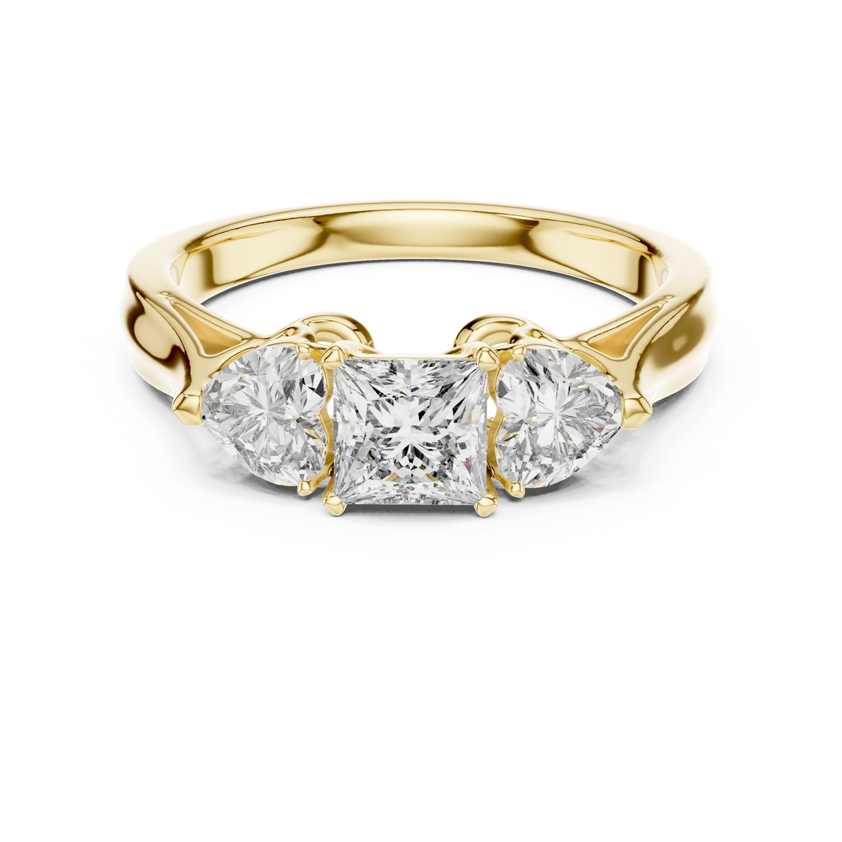 Princess Three-Stone Engagement Ring with Pear Side Diamonds
