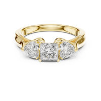 Princess Three-Stone Engagement Ring with Pear Side Diamonds