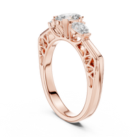 Oval Three-Stone Engagement Ring with Pear Side Diamonds