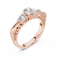 Oval Three-Stone Engagement Ring with Pear Side Diamonds