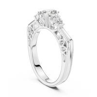 Oval Three-Stone Engagement Ring with Pear Side Diamonds
