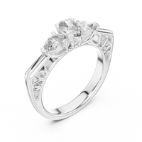 Oval Three-Stone Engagement Ring with Pear Side Diamonds