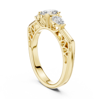 Oval Three-Stone Engagement Ring with Pear Side Diamonds