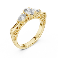 Oval Three-Stone Engagement Ring with Pear Side Diamonds
