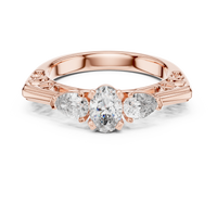 Oval Three-Stone Engagement Ring with Pear Side Diamonds