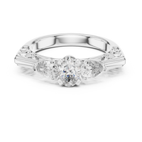 Oval Three-Stone Engagement Ring with Pear Side Diamonds