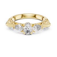 Oval Three-Stone Engagement Ring with Pear Side Diamonds
