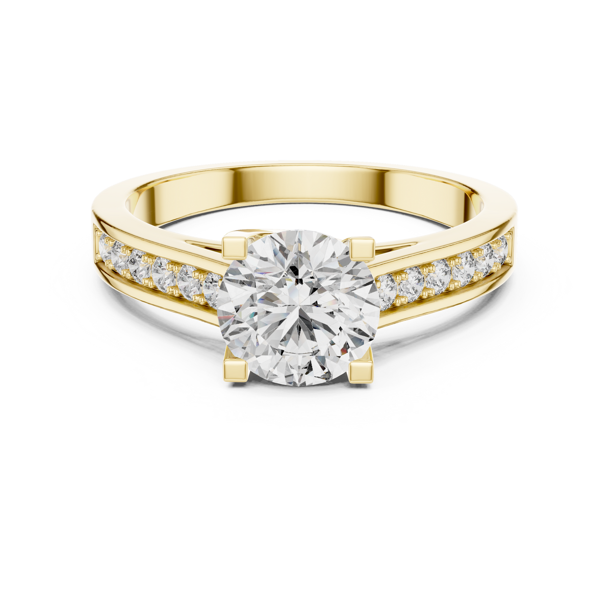 Round Solitaire Channel-Set Split Shank Engagement Ring