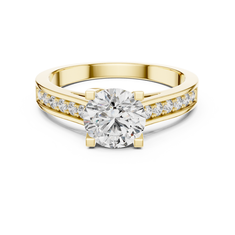 Round Solitaire Channel-Set Split Shank Engagement Ring