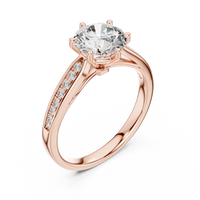 Round Solitaire Split Shank Pavé Engagement Ring