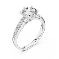 Round Solitaire Split Shank Pavé Engagement Ring