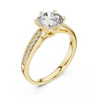 Round Solitaire Split Shank Pavé Engagement Ring