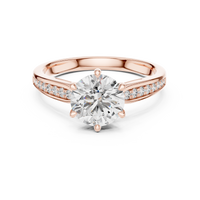 Round Solitaire Split Shank Pavé Engagement Ring