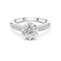 Round Solitaire Split Shank Pavé Engagement Ring