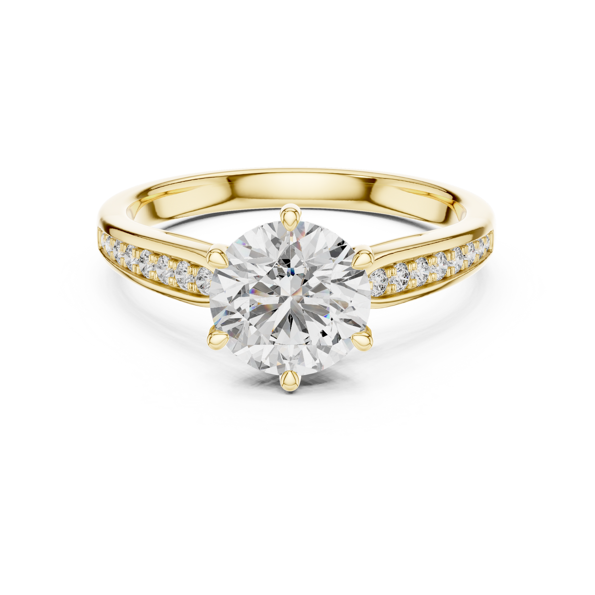 Round Solitaire Split Shank Pavé Engagement Ring