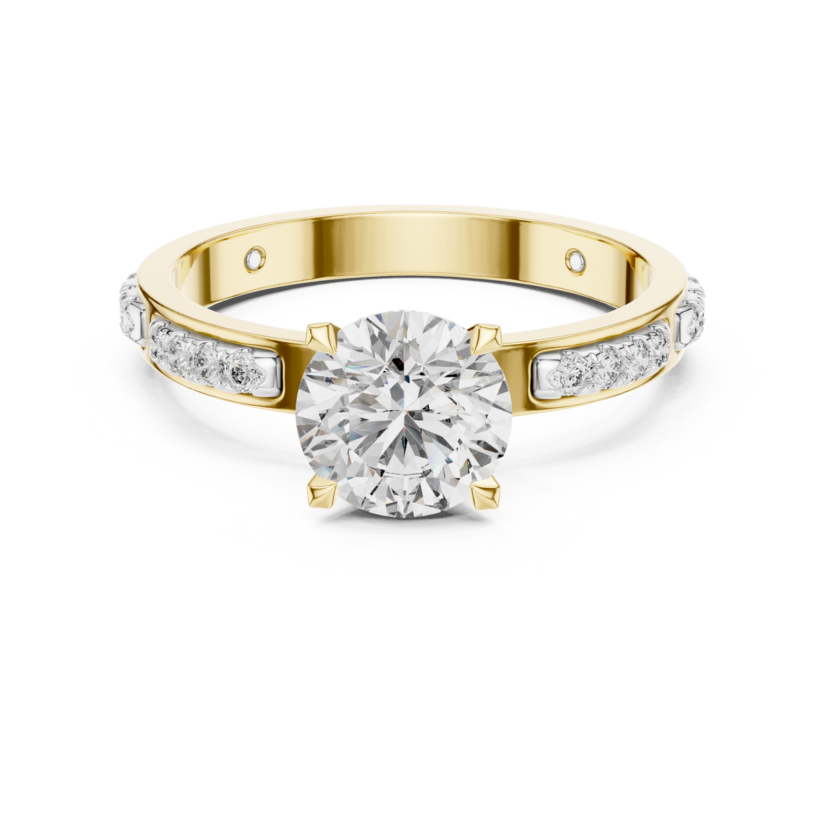 Round Solitaire Channel-Set Diamond Engagement Ring