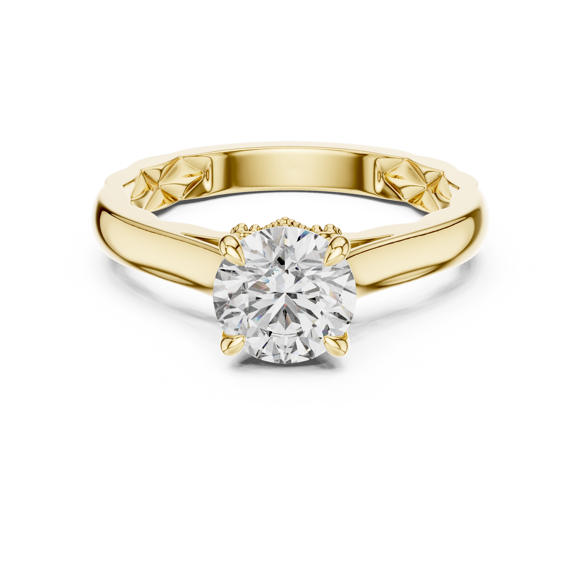Round Solitaire Cathedral Engagement Ring