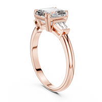 Emerald Cut Three-Stone Trillion Diamond Engagement Ring