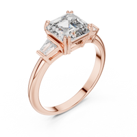 Emerald Cut Three-Stone Trillion Diamond Engagement Ring