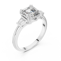 Emerald Cut Three-Stone Trillion Diamond Engagement Ring