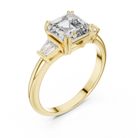Emerald Cut Three-Stone Trillion Diamond Engagement Ring