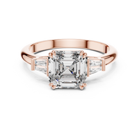 Emerald Cut Three-Stone Trillion Diamond Engagement Ring