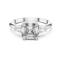 Emerald Cut Three-Stone Trillion Diamond Engagement Ring