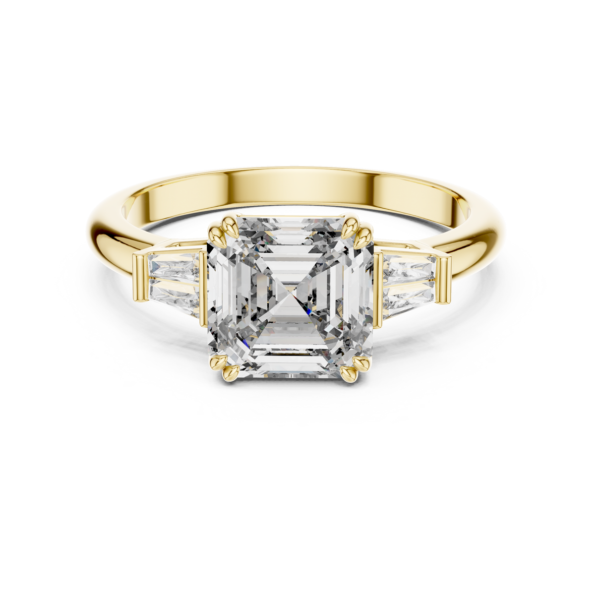 Emerald Cut Three-Stone Trillion Diamond Engagement Ring