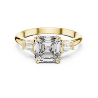 Emerald Cut Three-Stone Trillion Diamond Engagement Ring