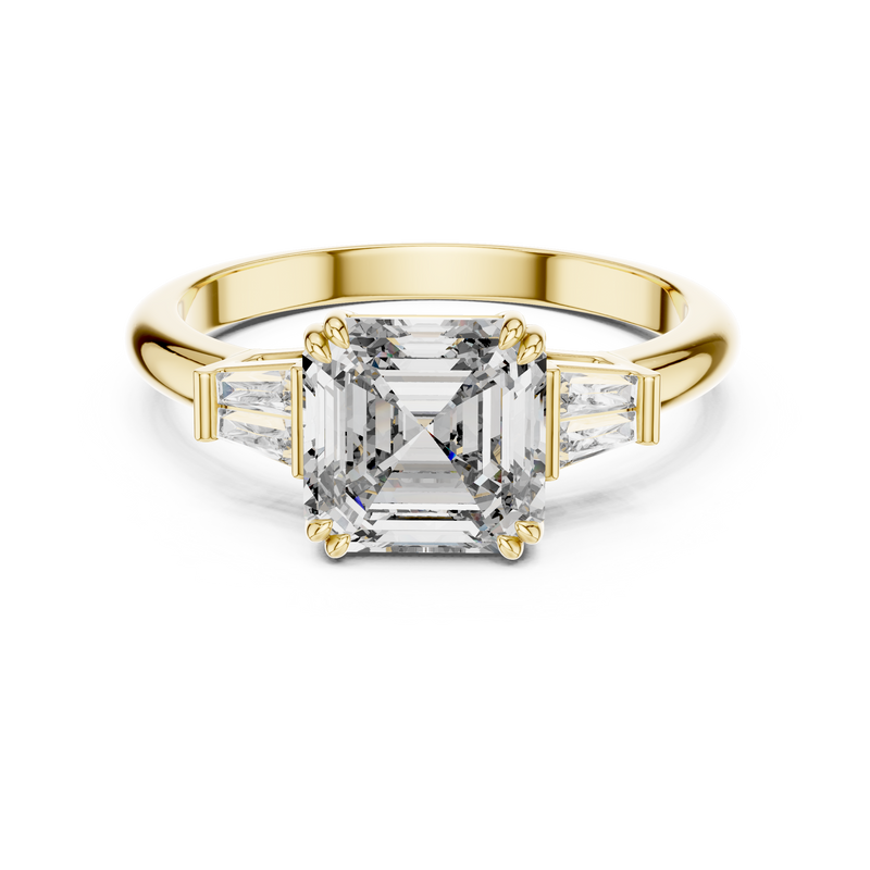 Emerald Cut Three-Stone Trillion Diamond Engagement Ring