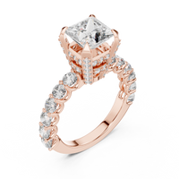 Princess Solitaire Hidden Halo Diamond Engagement Ring
