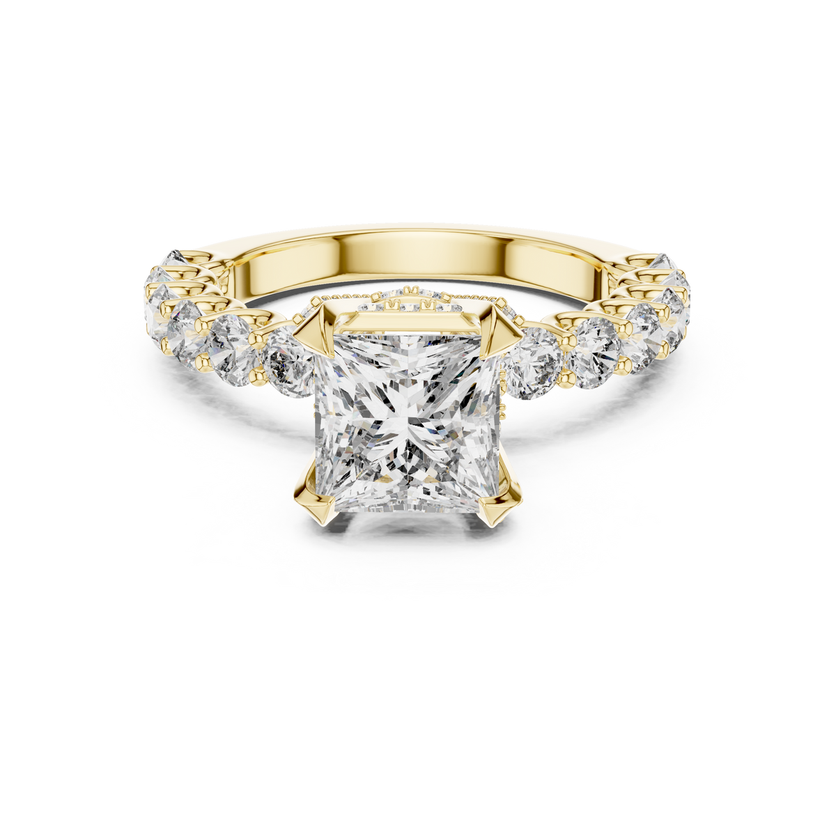 Princess Solitaire Hidden Halo Diamond Engagement Ring