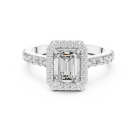 Emerald Halo Pavé Diamond Engagement Ring