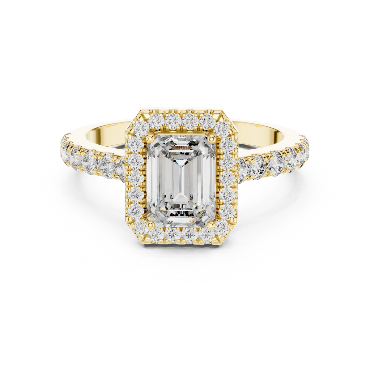 Emerald Halo Pavé Diamond Engagement Ring