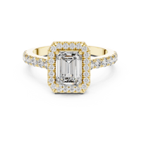 Emerald Halo Pavé Diamond Engagement Ring