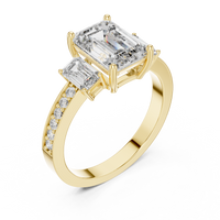 Emerald Cut Three-Stone Pavé Engagement Ring